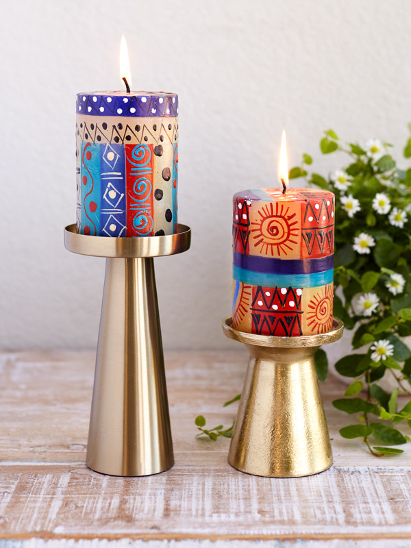 Tribal Campfire ~ Hand Painted Pillar Candles