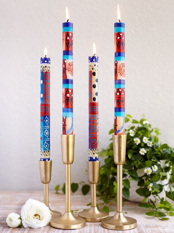 Tribal Campfire ~ Hand-Painted Taper Candles