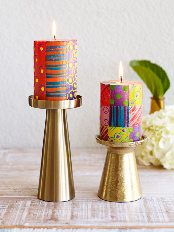 Carnival Carousel ~ Hand Painted Pillar Candles