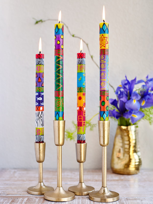Festival of Colors ~ Hand-Painted Taper Candles