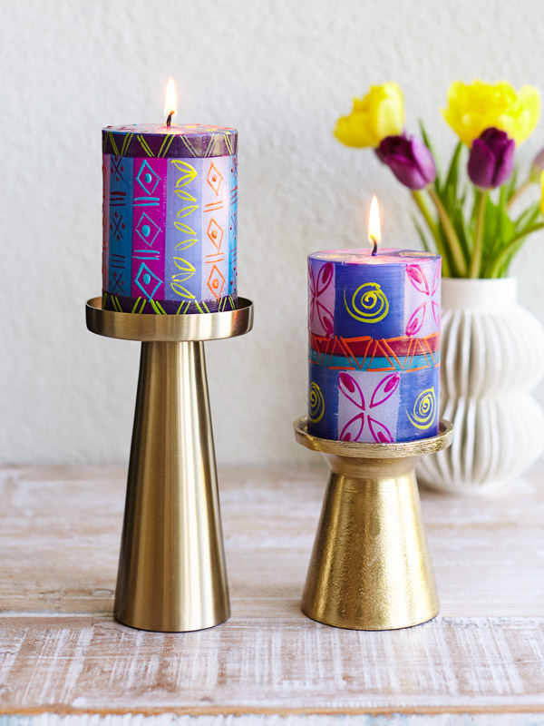 Springtime Fuchsias ~ Hand Painted Pillar Candles