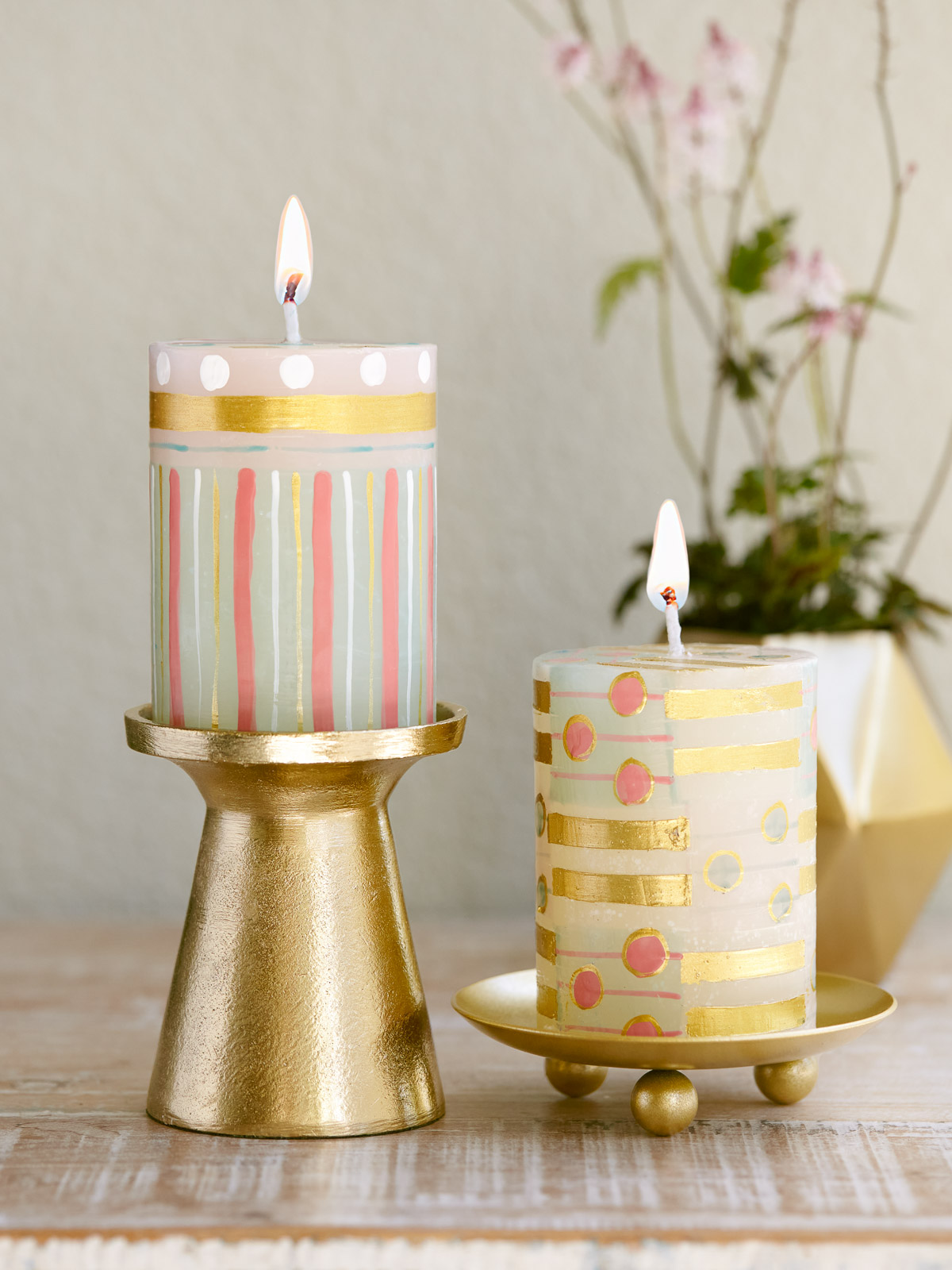 Polka Dot Dreams ~ Hand Painted Pillar Candles
