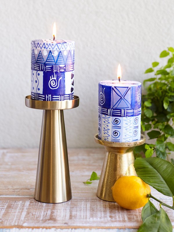 Hamsa Blue Protection ~ Hand-Painted Pillar Candles