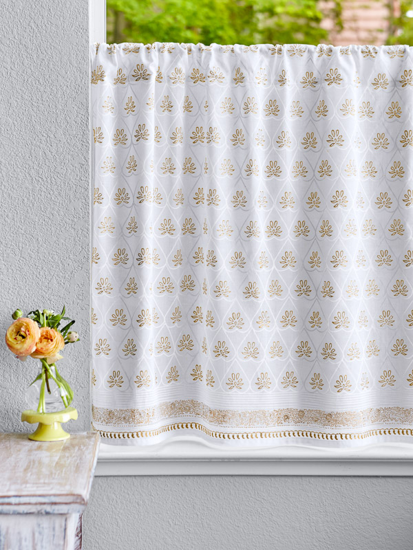 Bridal Veil ~ White Gold Kitchen Cafe Curtain