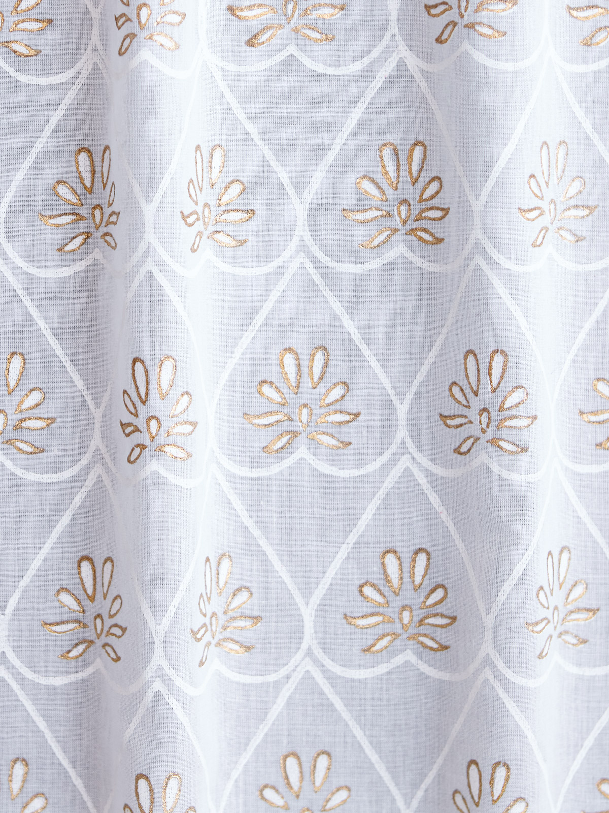 Bridal Veil ~ Ivory and Gold Fabric With Lattice Floral Print