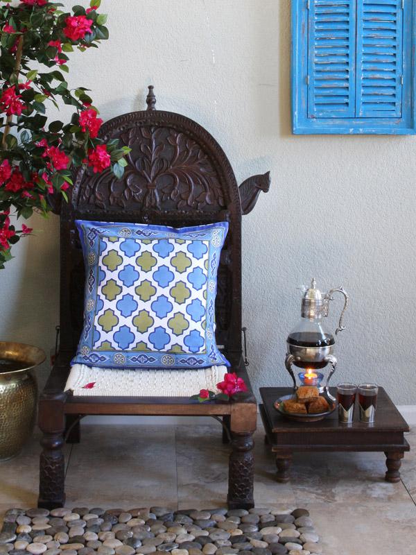 Casablanca (CP) ~ Moroccan Style White Quatrefoil Cushion Cover