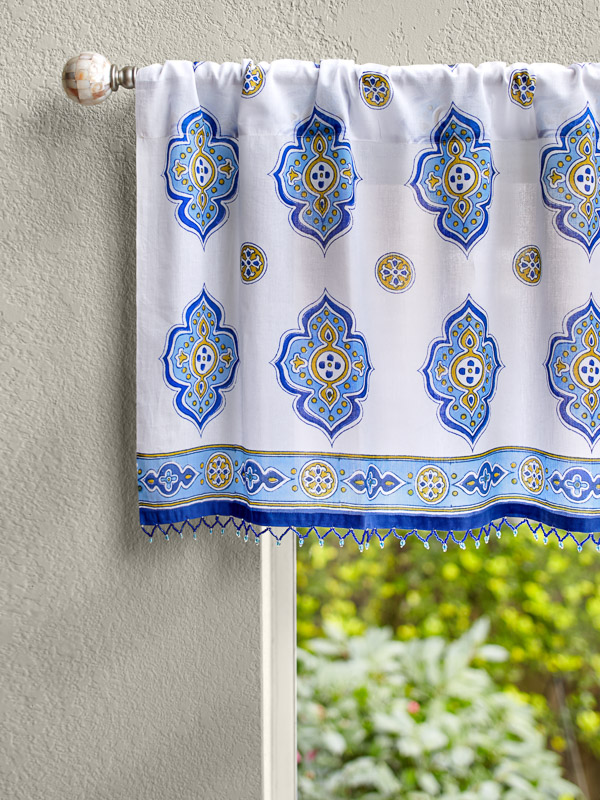 Casablanca Blues - White ~ Moroccan Style Inspired Valance