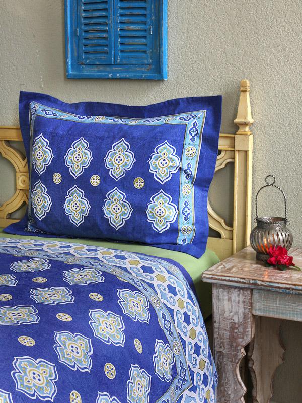Casablanca Blues - Blue ~ Moroccan Theme Quatrefoil Pillow Cover