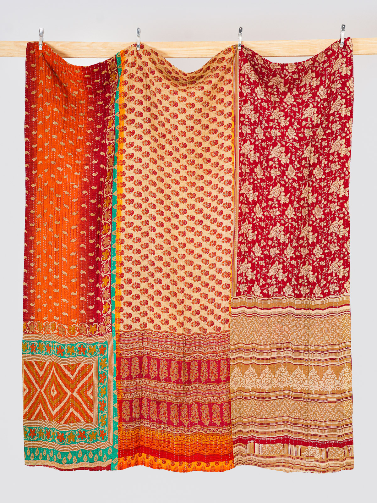 Crimson Rose Heritage Queen Kantha Quilt