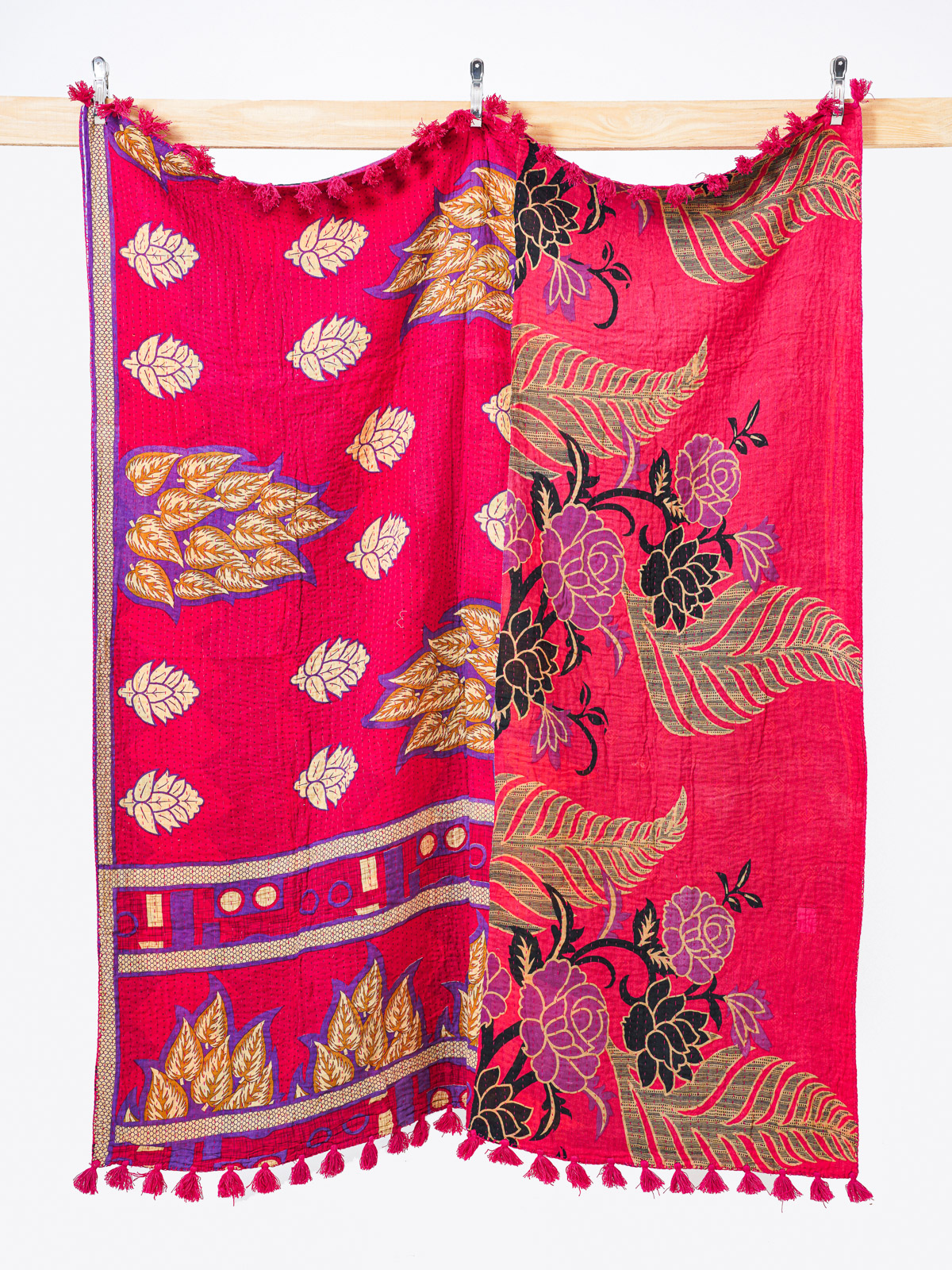 Midnight Rose Bazaar Throw Kantha Quilt
