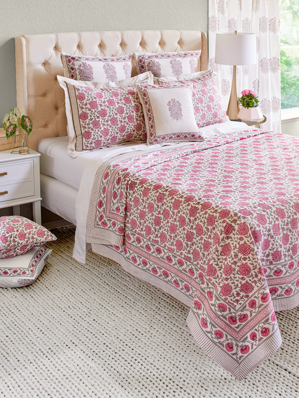 Dahlia Daydreams ~ Pink Floral Romantic Lightweight Bedspread
