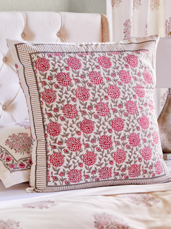 Dahlia Daydreams ~ Pink Floral Romantic Euro Pillow Sham Cover