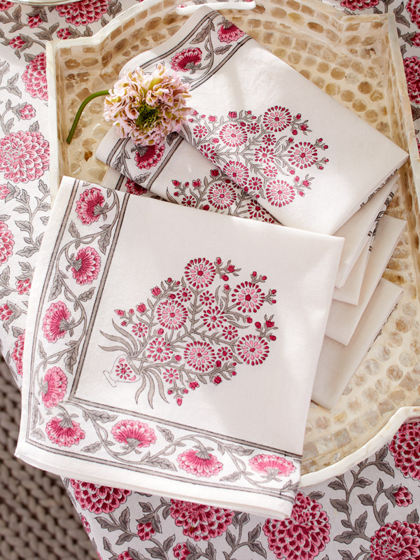 Dahlia Daydreams ~ Pink Floral Romantic Dinner Table Napkins