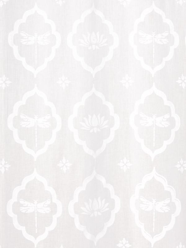 Dragonfly and Lotus ~ White on White Fabric Swatch