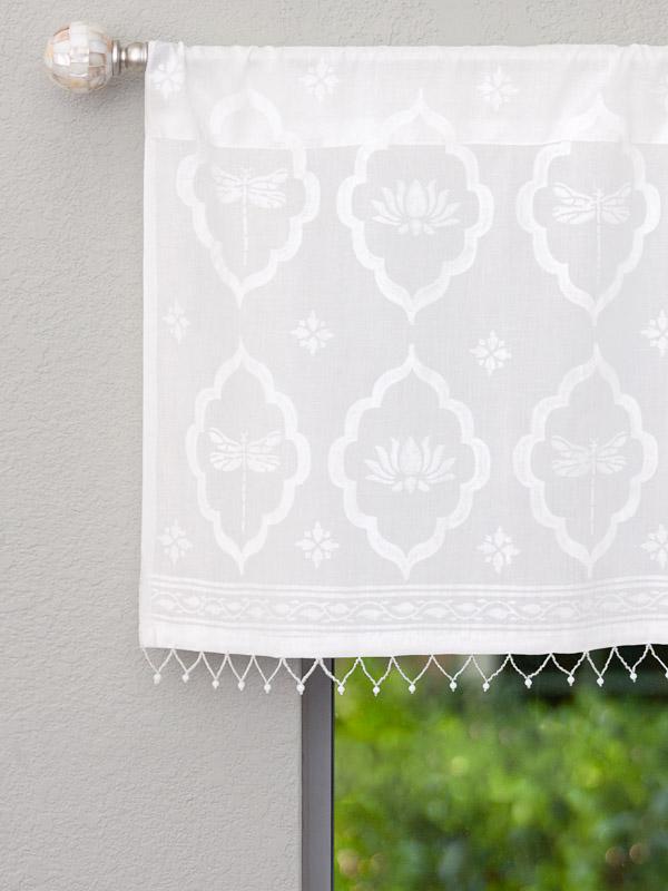 Dragonfly and Lotus ~ White on White Valance