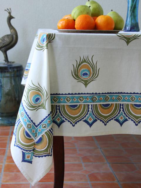 Oarencol Peacock Feathers Animal Table Runner Double Sided 13x70 inch Polyester Table Cloth 