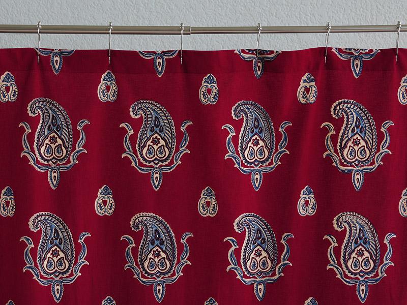 Red Shower Curtain Paisley Print, Red Paisley Print Shower Curtain