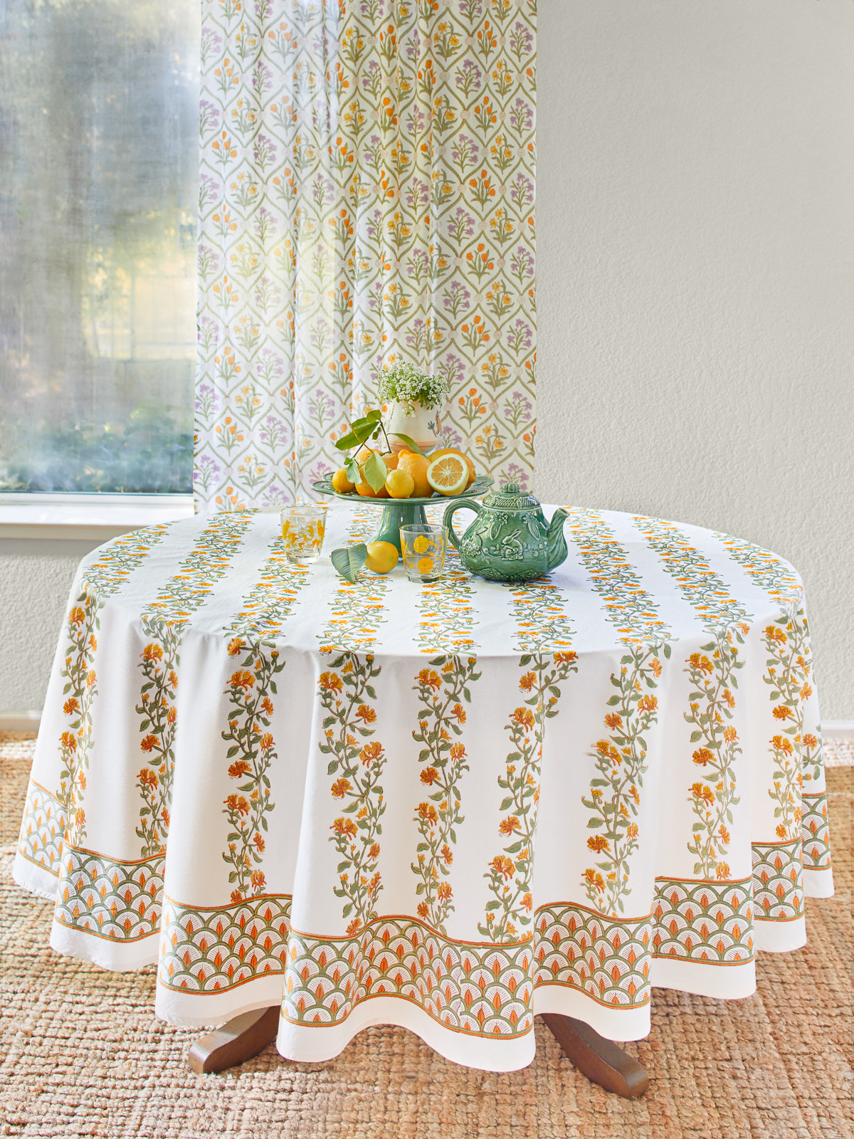 Empress Gardens - CP ~ Romantic Orange Flower Tablecloth Round
