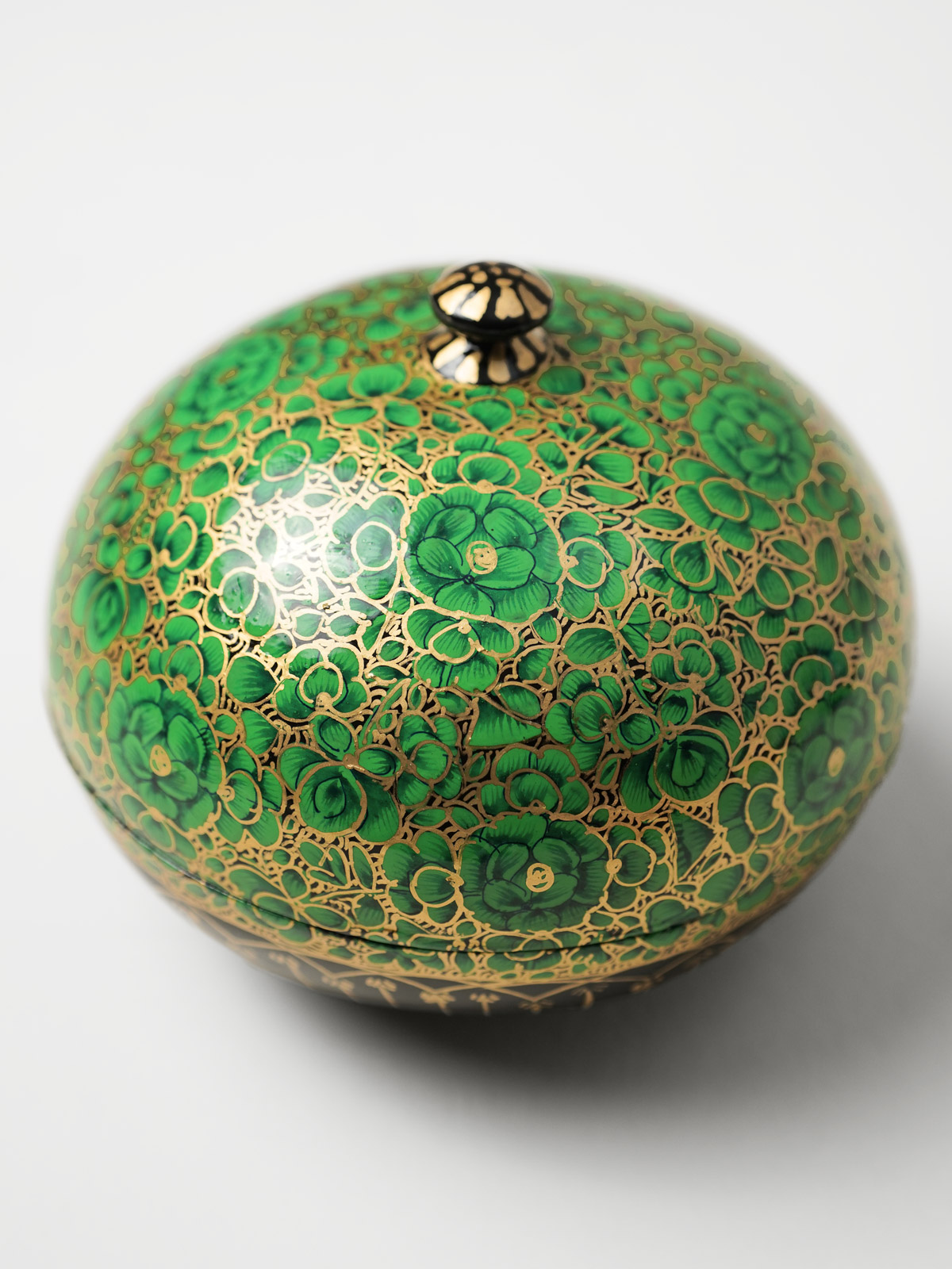 Emerald Garden ~ Hand Painted Paper Mache Jewelry Box