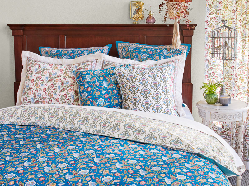 enchanted blue floral duvet cover French country pattern