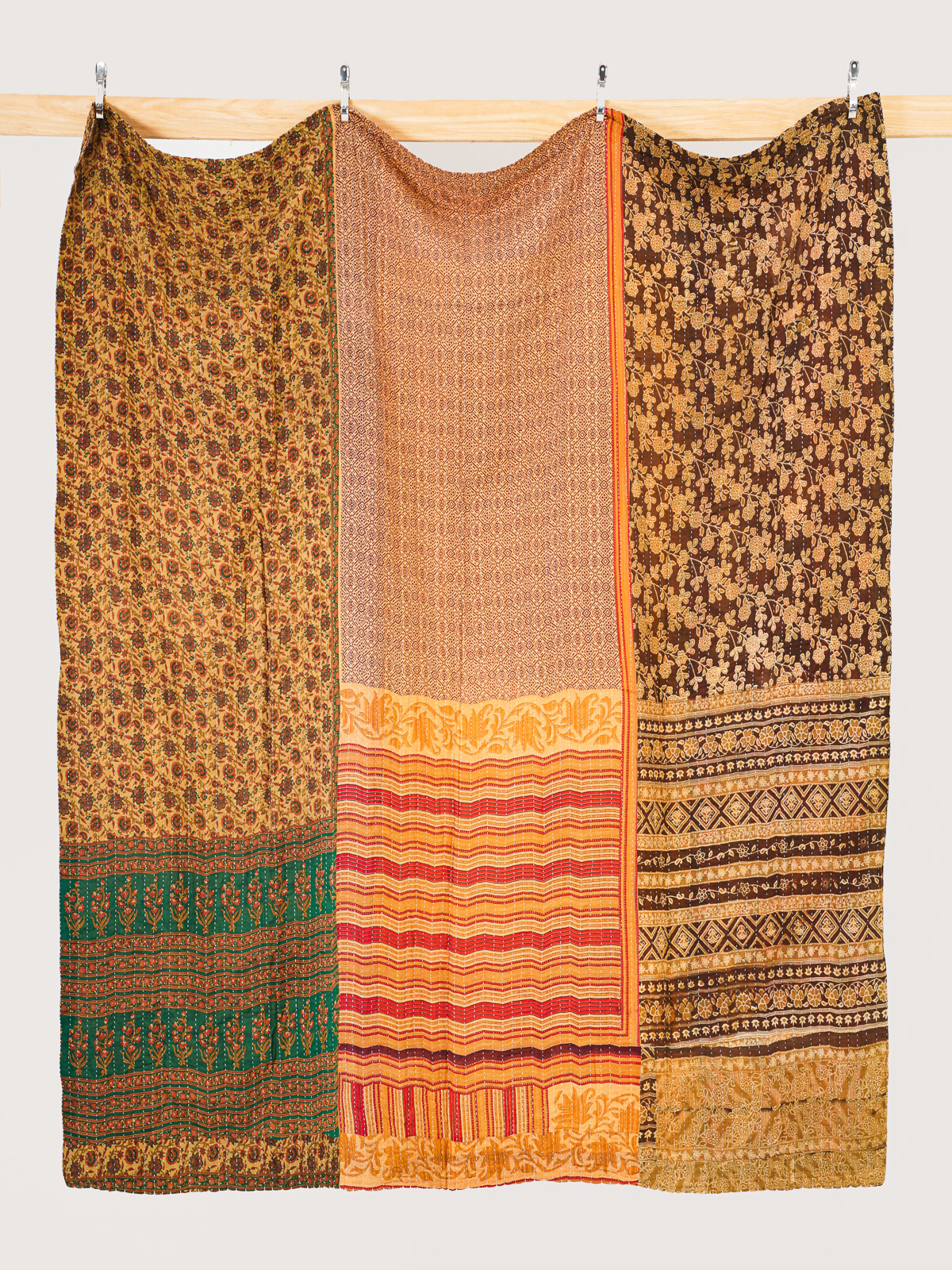 Antique Gold Palace Queen Kantha Quilt
