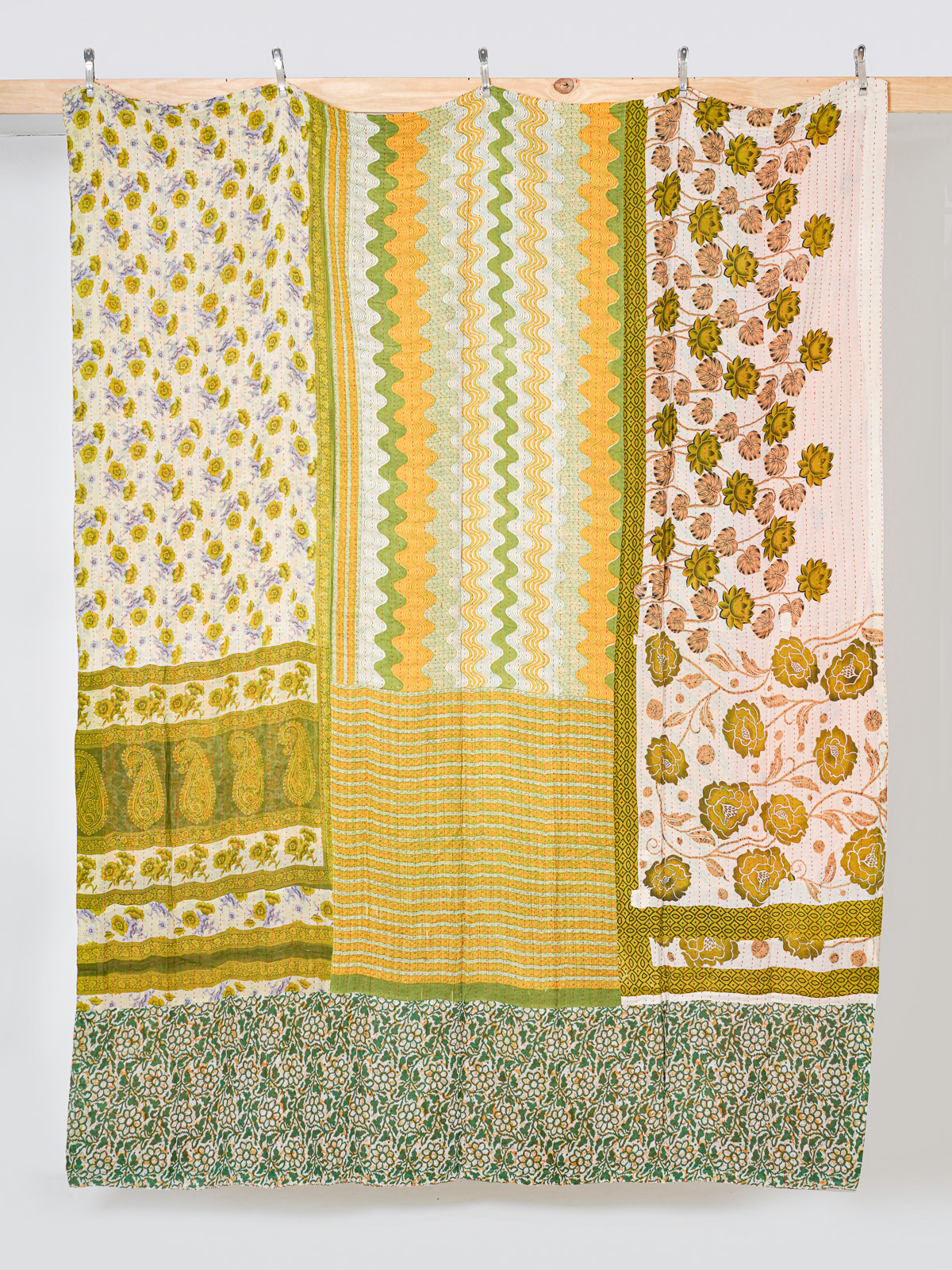 Sage Willow Garden King Kantha Quilt