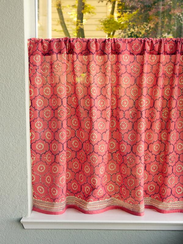 India Rose ~ Luxury Pink Floral Indian Kitchen Curtain