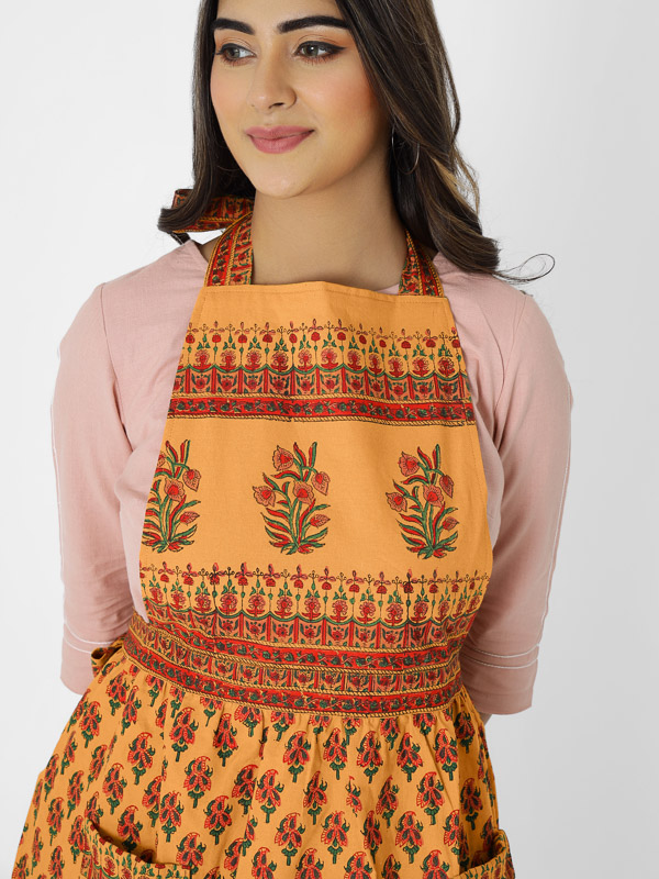Indian Summer Orange & Yellow Kitchen Apron | Saffron Marigold