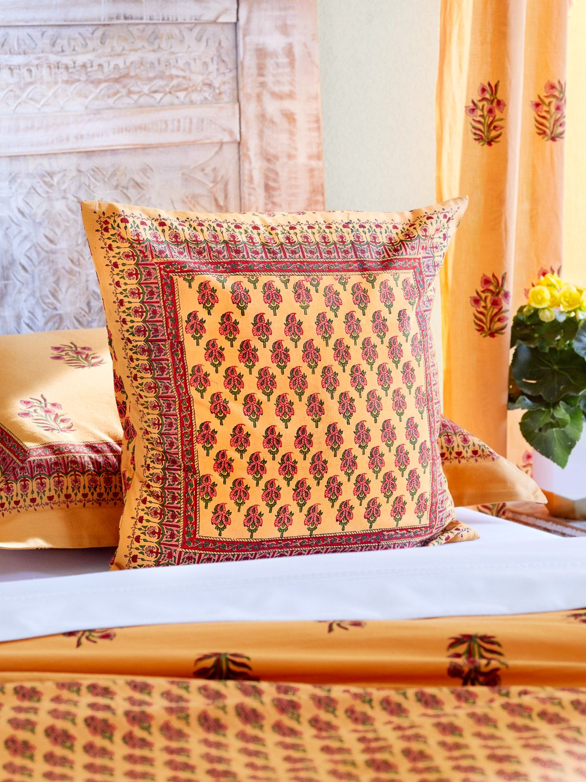 Indian Summer ~ Decorative Orange Paisley Throw Pillow Cover