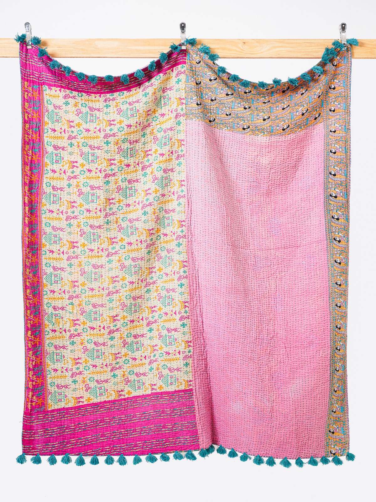 Rosewater Bazaar Throw Kantha Quilt