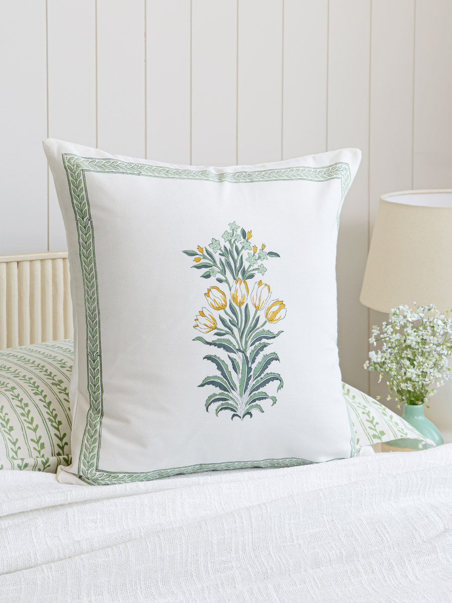 Jardin des Tuileries ~ Ivory Tulip Bouquet Throw Pillow