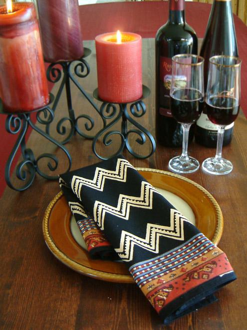 Kilim Noir ~ Decorative Black Table Dinner Napkins