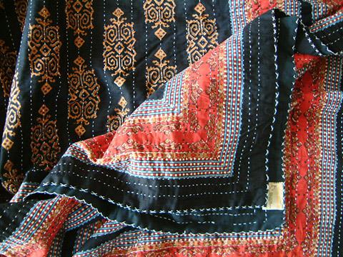 Exotic Designer Black Gold King Quilt Bedspread Cotton Coverlet ...
