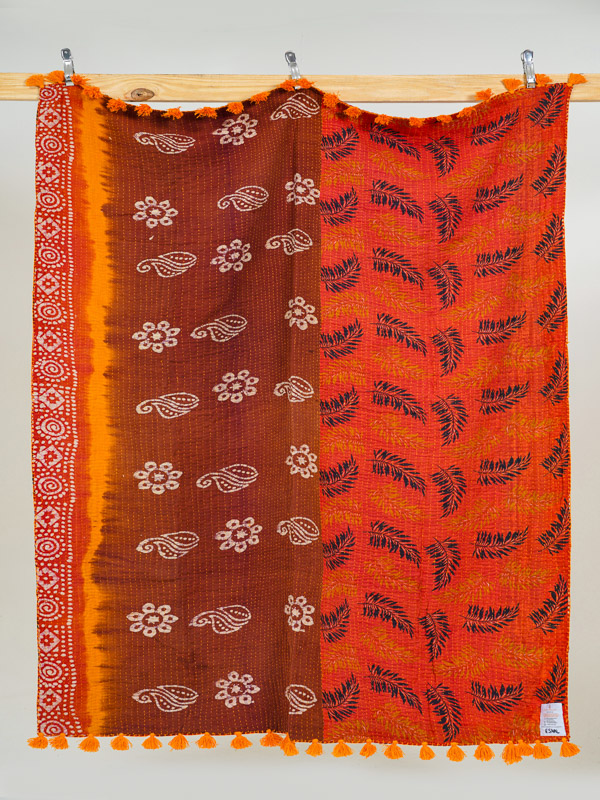 Lali Rajiya ~ Vintage Kantha Quilt Sari Throw