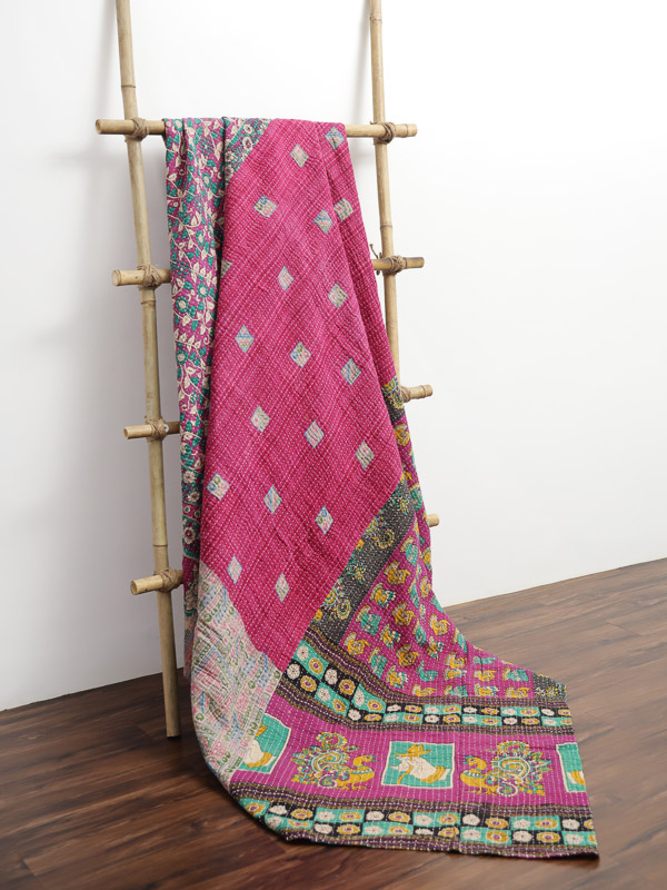 Lali Rajiya ~ Vintage Kantha Quilt Sari Bedspread