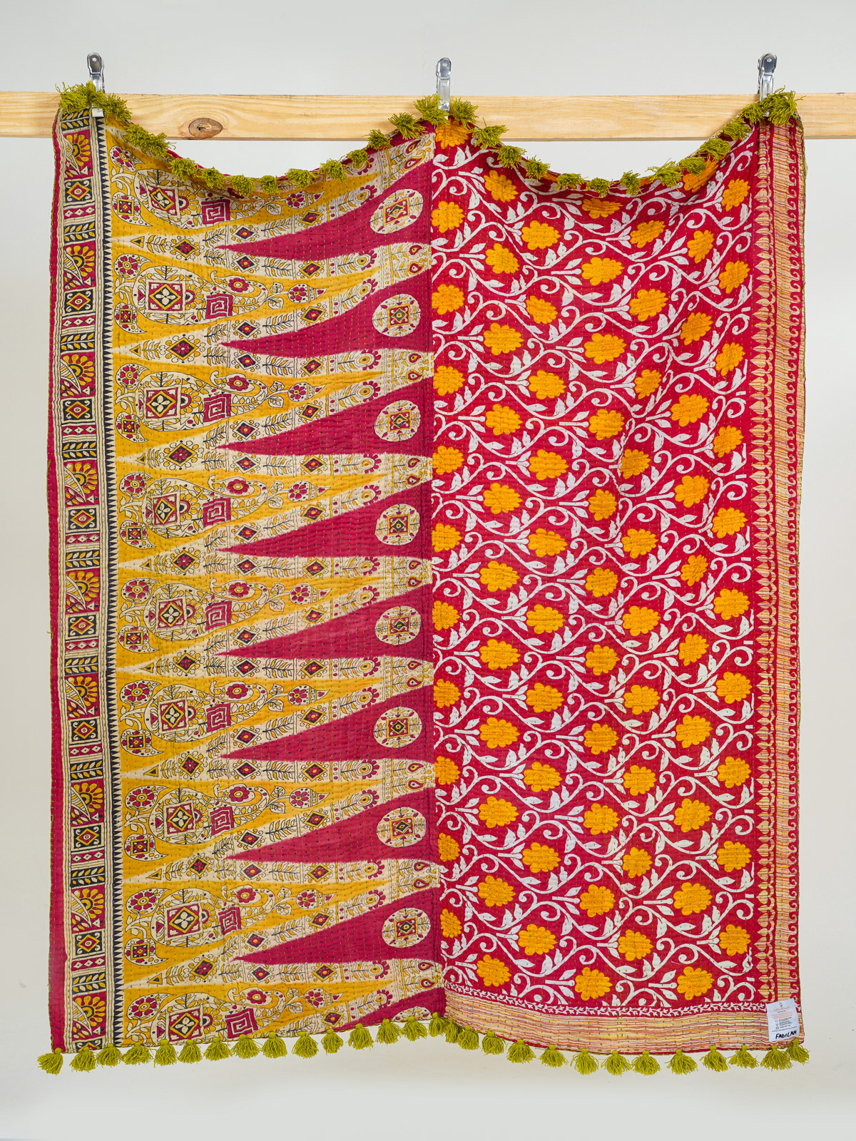 Sunlit Meadow Kantha Throw Quilt