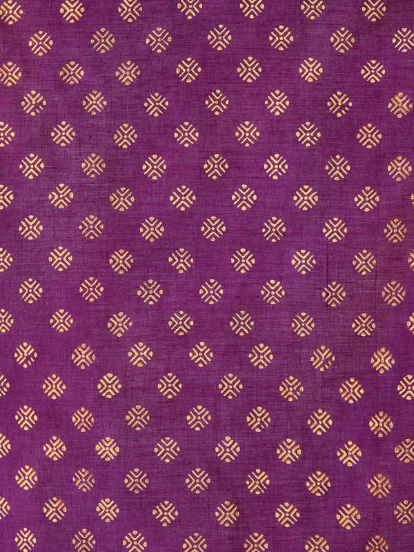 Mystic Amethyst ~ Purple and Gold Fabric Swatch with Medallions