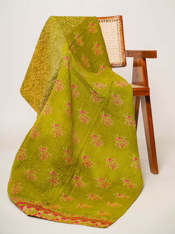 Mamta Jangid ~ Vintage Kantha Quilt Sari Throw