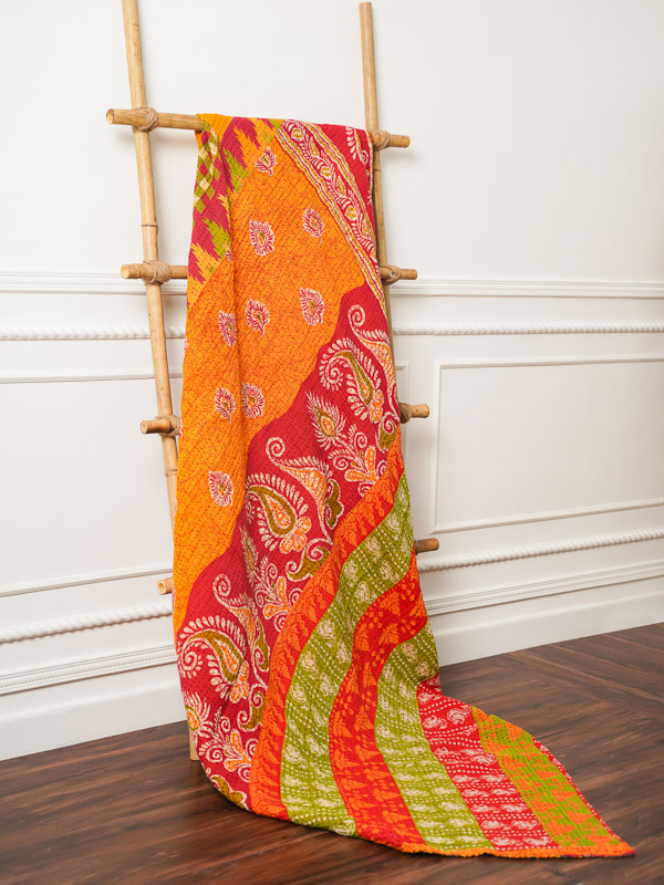 Mamta Jangid ~ Vintage Kantha Quilt Sari Bedspread