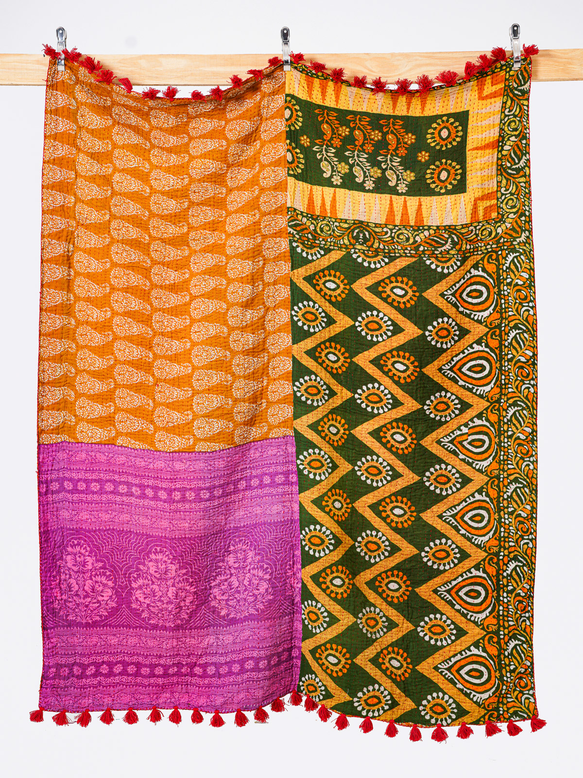 Ember Grove Throw Kantha Quilt