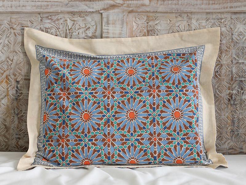 100% Cotton Sateen 26in x 26in Knife-Edge Sham Mediterranean Moroccan Tile Mexican Powder Room Asian Morocco Henna Print Roostery Pillow Sham