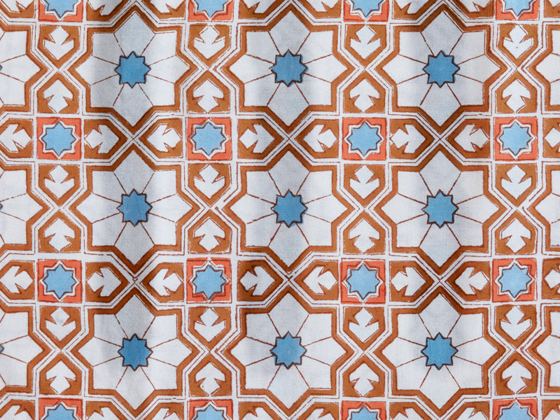 Moroccan tile, Table napkin, Blue, Cream | Saffron Marigold