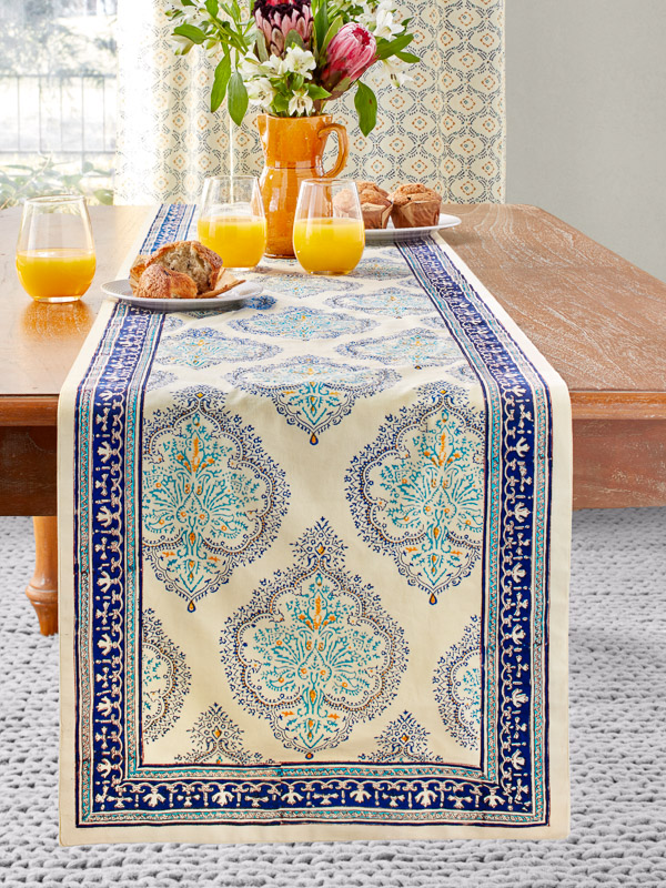 Morning Dew ~ French Country Provence Yellow Blue Table Runner
