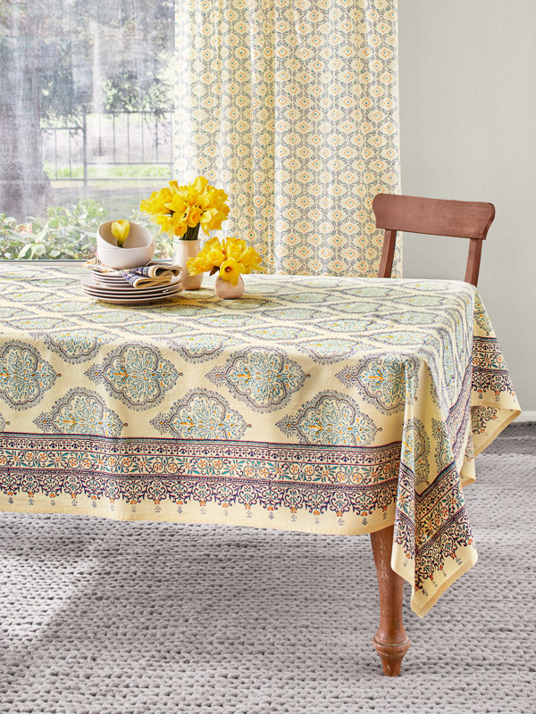 Morning Dew ~ French Country Provence Yellow Blue Tablecloth