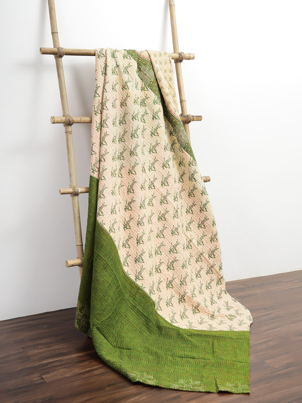 Meena Prajapat ~ Vintage Kantha Quilt Sari Bedspread