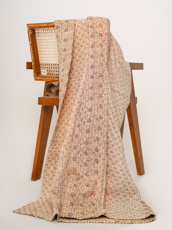 Meena Prajapat ~ Vintage Kantha Quilt Sari Throw