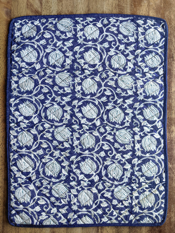 Midnight Lotus ~ Blue Linen Table Placemats (Set of 6)