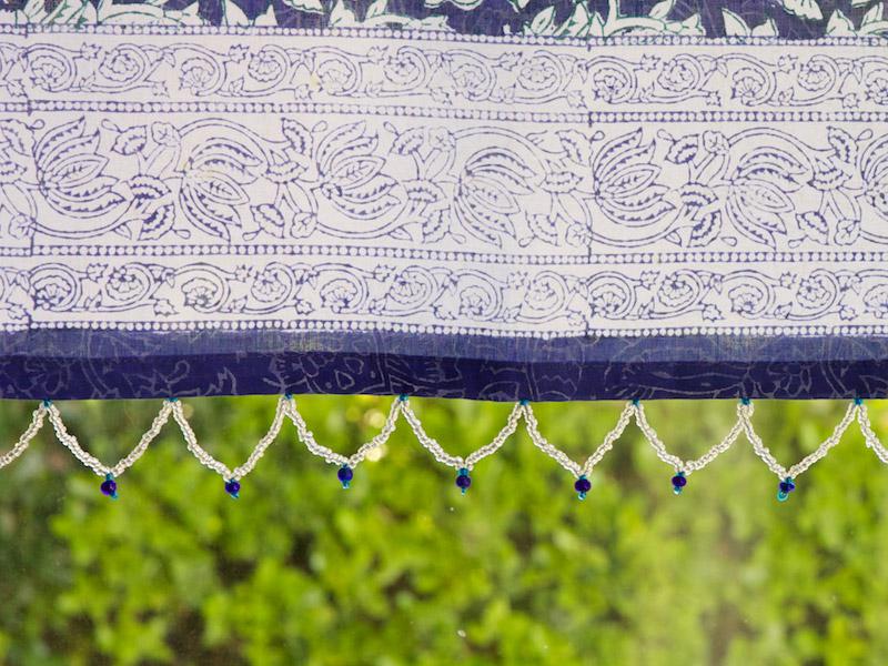 Floral, Window valance, Blue, White | Saffron Marigold