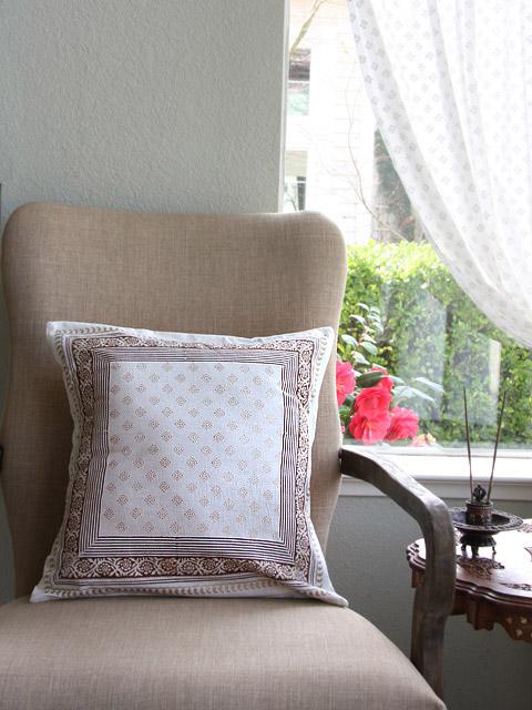 The Nizams Pearls~ White and Gold India Sari Throw Cushion Cover