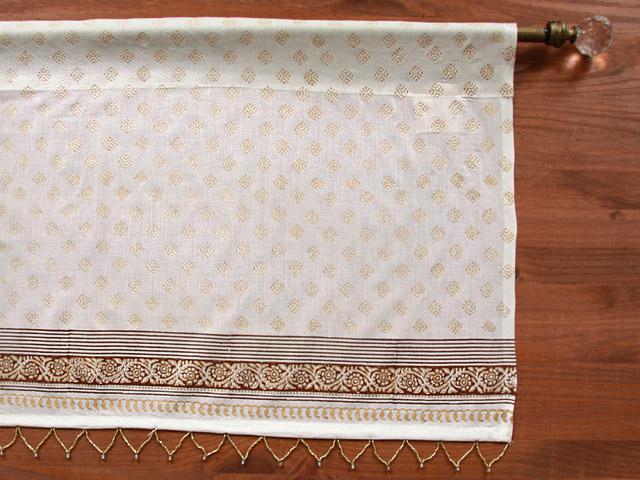 The Nizams Pearls ~ White and Gold India Sari Window Valance
